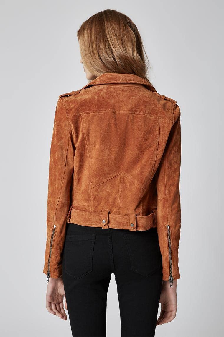 [BLANKNYC] womens Luxury Clothing Cropped Suede Leather Motorcycle Jacket