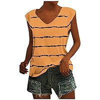 Womens Tank Tops V Neck Printed Stripe Gradient Sleeveless Top 2023 Trendy Shirts Ladies Basic Graphic Tees Blouse