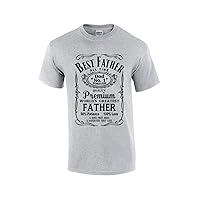 Best Father of All Time Whiskey Label Short Sleeve Men's Fathers Day T-Shirt Graphic Tee-Sports Grey-Medium