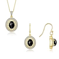 Rylos Matching Jewelry Set 14K Yellow Gold Princess Diana Inspired: Ring & Pendant Necklace with 18