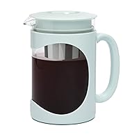 Burke Deluxe Cold Brew Iced Coffee Maker, Comfort Grip Handle, Durable Glass Carafe, Removable Mesh Filter, Perfect 6 Cup Size, Dishwasher Safe, 1.6 qt, Aqua