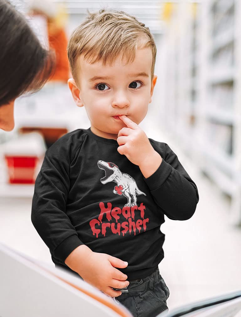 Tstars Dinosaur Heart Boys Valentines Day Shirt Toddler Kids Long Sleeve Shirts