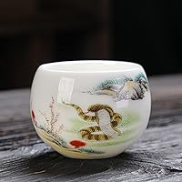 Sheep Fat Jade Ceramic Teacup, White Porcelain Teacup of Chinese Zodiac, Large 150ML Tea Cup for Household Use,Snake
