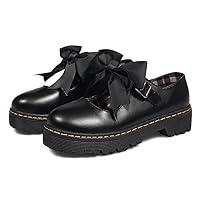 Women Oxfor Shoes Mid-Heel Cute Bowknot Cosplay Shoes
