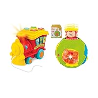 KiddoLab Toy Train & Jungle Animal Roll & Learn Activity Ball - Interactive & Educational Toys with Sounds, Music, & Lights - for Babies & Toddlers Ages 6 Months & Up.