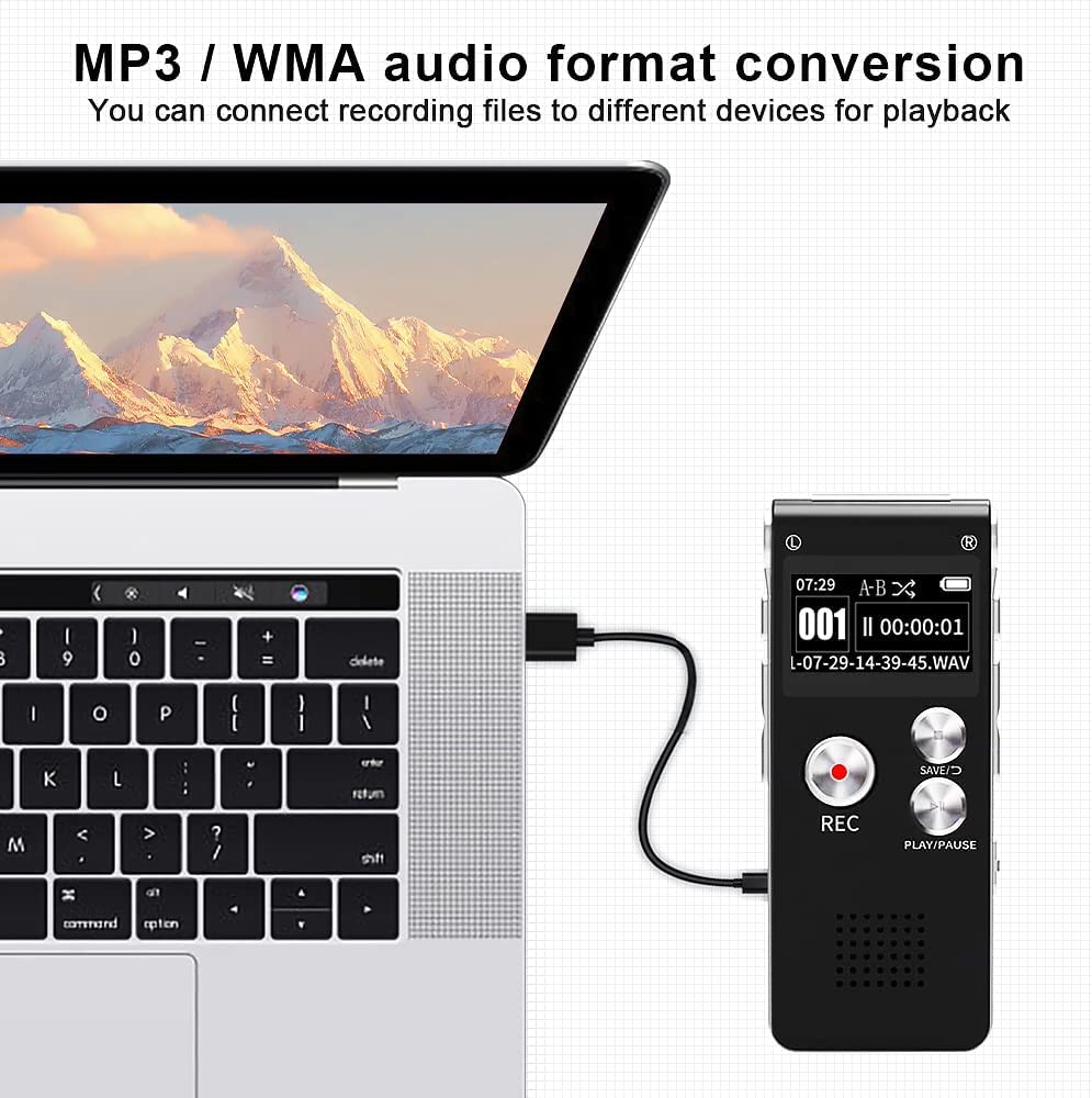 ZCMMF 8GB Digital Voice Activated Recorder - Voice Recorder with Playback - Portable Tape Recorder Audio Recording Device with Noise Reduction Audio Recorder for Lectures Meetings