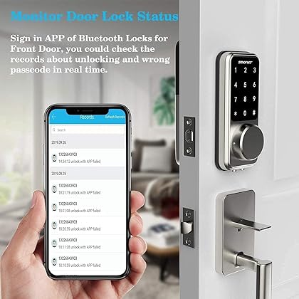 Smart Lock SMONET Keyless Entry Door Lock - Remote Lock/Unlock, Voice Control, Touchscreen Keypad Deadbolt, Bluetooth Connectivity, Code Access, Easy Installation for Home and Office Security