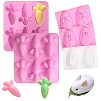 5 Pack Easter Rabbit Radish Silicone Molds 3D Bunny Chocolate Candy Mold Soap Mold Carrot Silicone Mold Easter Kitchen Baking Tools for DIY Cake Chocolate Jelly Desserts Ice Soap