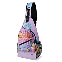 Chest Bag Sling Bag for Men Women Colored Cake Sport Sling Backpack Lightweight Shoulder Bag for Travel