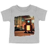 Cute Graphic Baby Jersey T-Shirt - Robot Design Baby T-Shirt - Themed T-Shirt for Babies