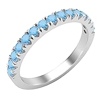 Dazzlingrock Collection Round Gemstone or Diamond Ladies Half Eternity Style Wedding Stackable Band | Available in 10K/14K/18K Gold & 925 Sterling Silver