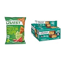 Quest Protein Chips & Bars Bundle - Chili Lime Chips (12 Count) & Chocolate Coconut Hero Bars (12 Count)