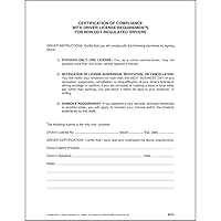 Driver License Compliance Request for Non-DOT Regulated Drivers, Employee Form, 8.5 x 11, Single-Ply, 50-Pack