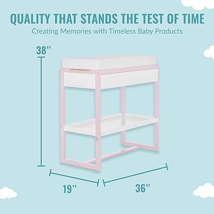 Dream On Me av2023-Dream nontoxic strap-3b688703 Arlo Changing Table in Blush Pink, Made of Solid New Zealand Pinewood, Non-Toxic Finish, Comes with Water Resistant Mattress Pad & Safety Strap