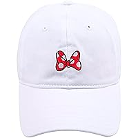 Disney Minnie Mouse Dad Hat, Cotton Adjustable Baseball Cap with Curved Brim