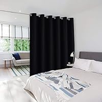 NICETOWN Halloween Room Divider Heavy Curtain Screen Partitions, Hide Clutter Separate Functions Grommet Portable Room Divider Screen Curtain Panel for Bedroom (1 Piece, 8ft Tall x 10ft Wide, Black)