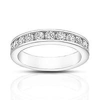 1.00 Ct Round Cut Diamond Wedding Band Ring in Channel Setting in Platinum