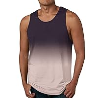 Mens Big and Tall Tank Tops Casual Gradient Color Sleeveless Summer Beach Hippie T Shirts Quick Dry Workout Muscle Tee