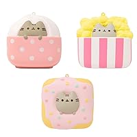 Hamee Pusheen Tabby Cat Junk Food Slow Rising Squishy Toy (Ice Cream & Popcorn & Donut, 3 Piece Set) for Birthday Gift Boxes, Party Favors, Stress Balls, Kawaii Squishies for Kids, Girls, Boys, Adults