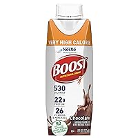 BOOST Very High Calorie Chocolate Nutritional Drink - 22g Protein, 530 Calories, 8 FL OZ (Pack of 24)
