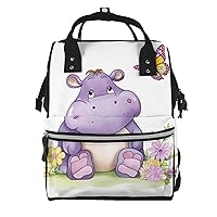 Diaper Bag Backpack Butterfly and hippo Maternity Baby Nappy Bag Casual Travel Backpack Hiking Outdoor Pack