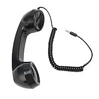 Retro Phone Handset, Vintage Retro 3.5Mm Telephone Handset Cell Phone Receiver, Radiation Proof Handheld Cell Phone Microphone for Mobile Phones Computers (Black)