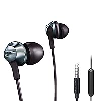 PHILIPS Pro Wired Earbud & In-Ear Headphones with Microphone, Ear Phones, In-Ear Headphones with Mic, Powerful Bass, Lightweight, Hi-Res Audio, 3.5mm Jack for Phones and Laptops Comfort
