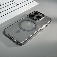 Transparent Magnetic Wireless Charge Phone Case for iPhone 15 14 11 12 13 15 Pro Max Plus Hybrid Armor Protection Cover,Gray,for iPhone 12 ProMax