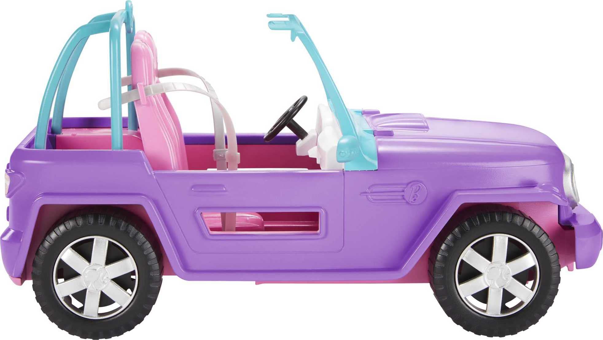 Barbie Toy Car, Purple Off-Road Vehicle with 2 Pink Seats and Treaded, Rolling Wheels