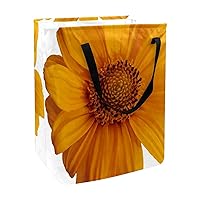 60L Laundry Hamper Collapsible Birght Yellow Sunflower Photo Laundry Basket with Easy Carry Extended Handle Folding Storage Basket for Bathroom, Bedroom Clothes Toys
