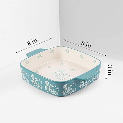 Wisenvoy Baking Dish Ceramic Brownie Pan 9x9 Baking Pan Casserole Dish Lasagna Pan Square Rose Dish Pan Bakeware Sets