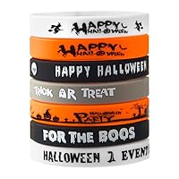 FEPITO 35 Pcs Halloween Wristband Silicone Wristbands 7 Classic Halloween Patterns Rubber Band Bracelets for Kids Halloween Trick or Treat Giveaways,Halloween Goodie Bag Fillers
