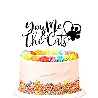 You Me & the Cats Cake Topper, Mr & Mrs Wedding Cake Decors, Bride and Groom Wedding Party Decorations, Cat Lovers Party Supplies, Black Glitter