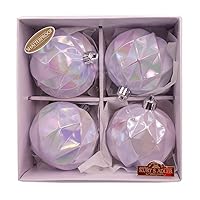 Kurt Adler 80MM 4pc Shatterproof Iridescent Concave Diamond Ball Ornaments