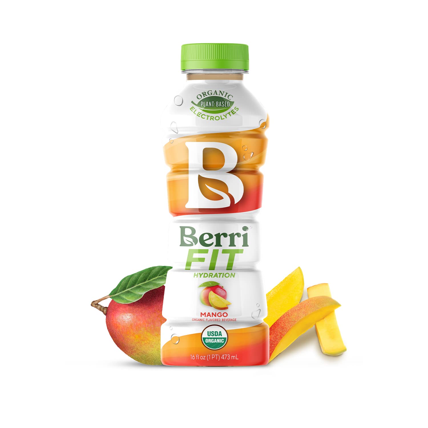 Berri Fit Hydration - Organic Mango Flavor Natural Sports Drink - Plant-Based Electrolyte Beverage – Low Calorie, Paleo Coconut Water Solution, 16o...