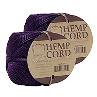 Hemptique 100% Hemp Cord Ball - 122 Meter Hemp String - 1 mm Cord Thread for Jewelry Making, Macrame, Greeting Cards & More - Multi Packs and Colors (Dark Purple, Double-Pack)