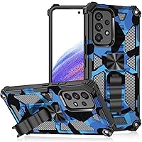 Case for Galaxy A02/M02,Camouflage Military Car Holder Protection [Built-in Kickstand] Magnetic Heavy Duty TPU+PC Shockproof Phone Case for Samsung Galaxy A02/M02 (Blue)