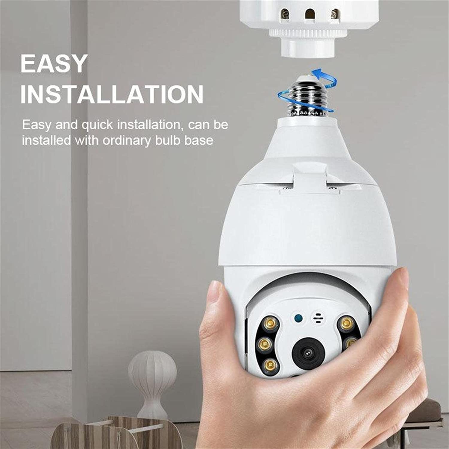 Pack of 2 Light Bulb1080P Security Cameras Wireless Outdoor 5GHz & 2.4GHz Wireless WiFi Smart 360 Cameras for Home Security, Indoor and Outdoor Light Socket Camera, Motion Detection and Alerts