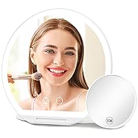 Fabuday Foldable Travel Makeup Mirror with Lights - Lighted Make Up Mirror Rechargeable with 3 Color Lighting, Ultra Thin Light Up Cosmetic Mirror, Touch Screen Adjustable Brightness LEDs