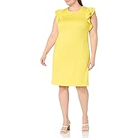 Tommy Hilfiger Women's Plus Size Flutter Sleeve Scuba Dress, Mango