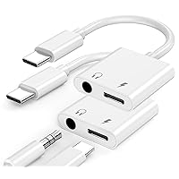 2 Pack USB C to Headphone Adapter for iPhone 15, Apple MFi Certified 2 in 1 Type C to 3.5mm Headphone Jack + Charger Dongle Splitter Connectors for iPhone 15 Pro Max/15 Pro/15 Plus Samsung Galaxy iPad