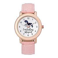 I'm Fucking Magical Unicorn Women's Watch with Leather Band Classic Quartz Strap Watch Fashion Wrist Watch