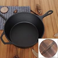 Frying Pan With Lid Heavy raw cast iron dual-purpose saucepan soup pot thickened frying pan without coating non stick home cooking omelet pan 26cm,4