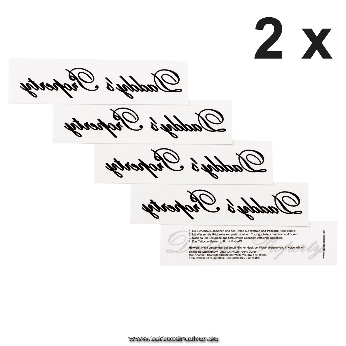 2 x Daddy's Property - Lettering Black Tattoo - Temporary Kinky Body Sticker (2)