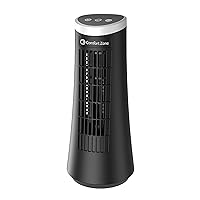 Comfort Zone Oscillating Desktop Tower Fan with Electronic Touch Switches, 12 inch, 2-Speed, Ultra Slim Design, & Convenient Carry Handle, Ideal for Home, Bedroom, Dorm or Office, MTRNF2302-BLK