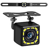 INCLAKE Car Backup Camera, Rear View Camera Ultra HD 12 LED Night Vision, Waterproof Reverse Camera 140° Wide View Angel with Multiple Mount Brackets for Universal Cars, SUV, Trucks, RV and More