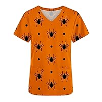 Women Loose Fit Long Tops Vneck Blouses for Women Short Sleeve Work Scrub Festival Summer Fall Shirts 2024 Y2K