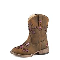 ROPER Toddler Girls Lola Inlay Square Toe Casual Boots Mid Calf - Brown