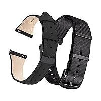 Ritche Military Ballistic Nylon Watch Strap with Heavy Buckle 20mm Premium Nylon Watch Bands and 14mm Quick Release Leather Watch Bands for Women Ladies Bundle