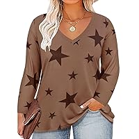 RITERA Plus Size Tops for Women V Neck Long Sleeve Winter Shirts Oversized Casual Tunic
